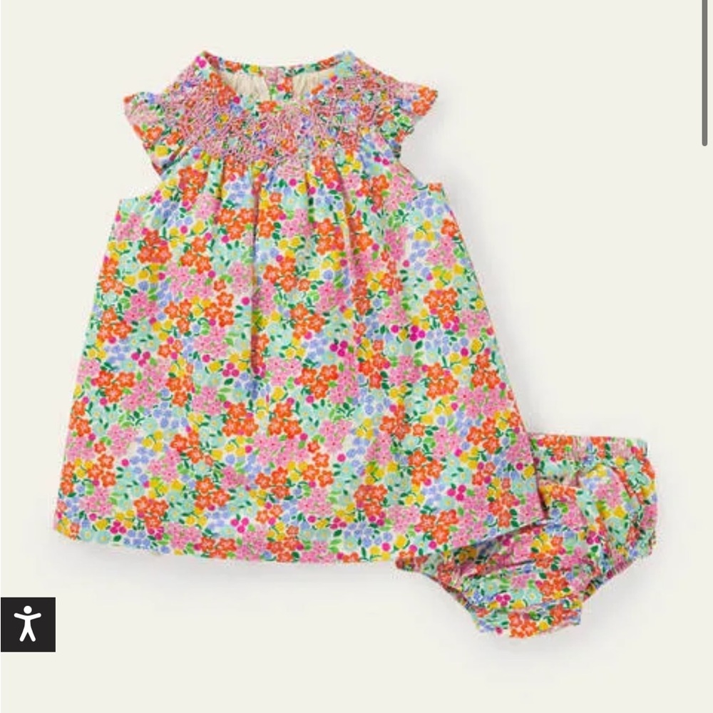 Baby Boden Smocked Woven Floral Dress with Bloomers 18-24 months